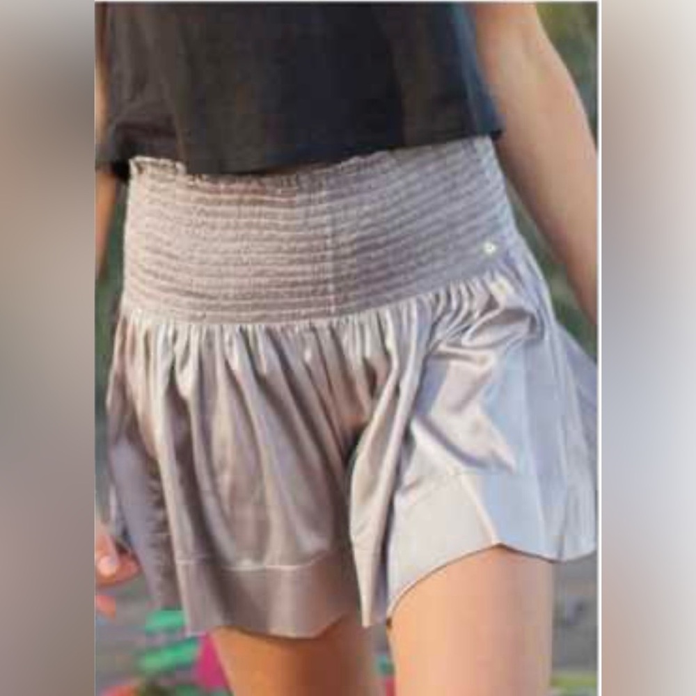 Natural Life Daisy Satin Smocked Pleated Swing Shorts Boho Festival